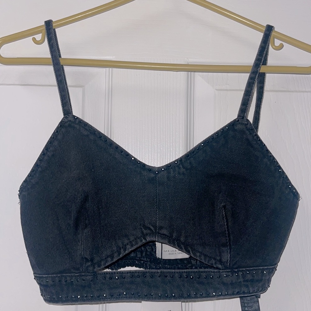 Zara The Denim Cropped Top NWT